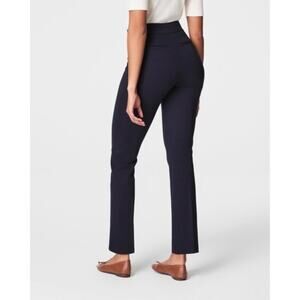 SPANX Perfect Fit Ponte Slim Straight Pant Small Tall Navy Pull On High Rise